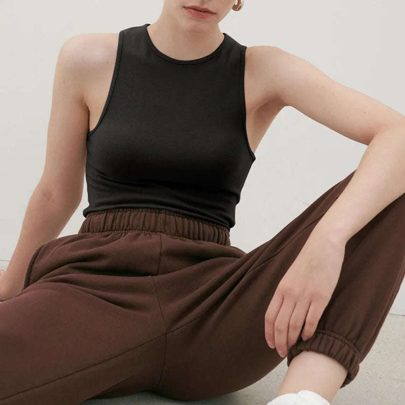 Soft Viscose Corset Top Women Bodycon Sleeveless Streetwear Gym Yoga Sports Tops and Tees Elegant and Youthful Woman Blouses