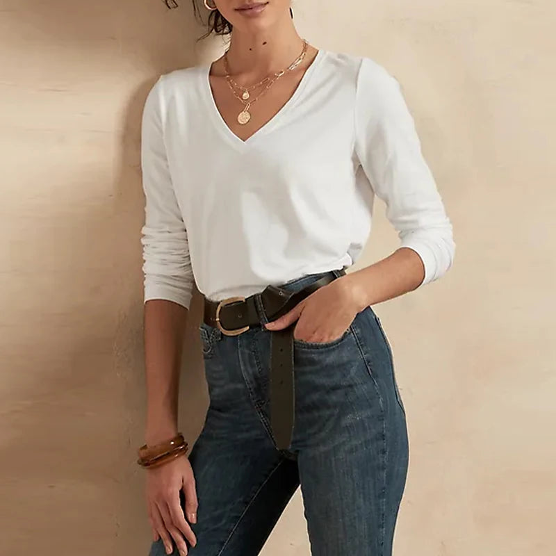 94% Cotton Woman T-Shirt Casual Long Sleeve Tees O-Neck Streetwear Top Harajuku Basic Woman Clothes