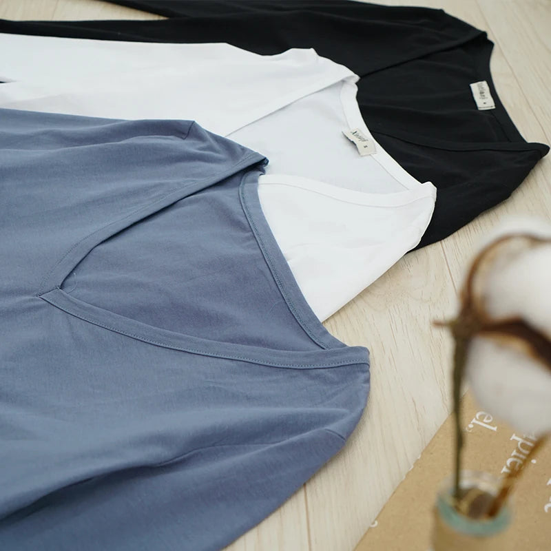 94% Cotton Woman T-Shirt Casual Long Sleeve Tees O-Neck Streetwear Top Harajuku Basic Woman Clothes