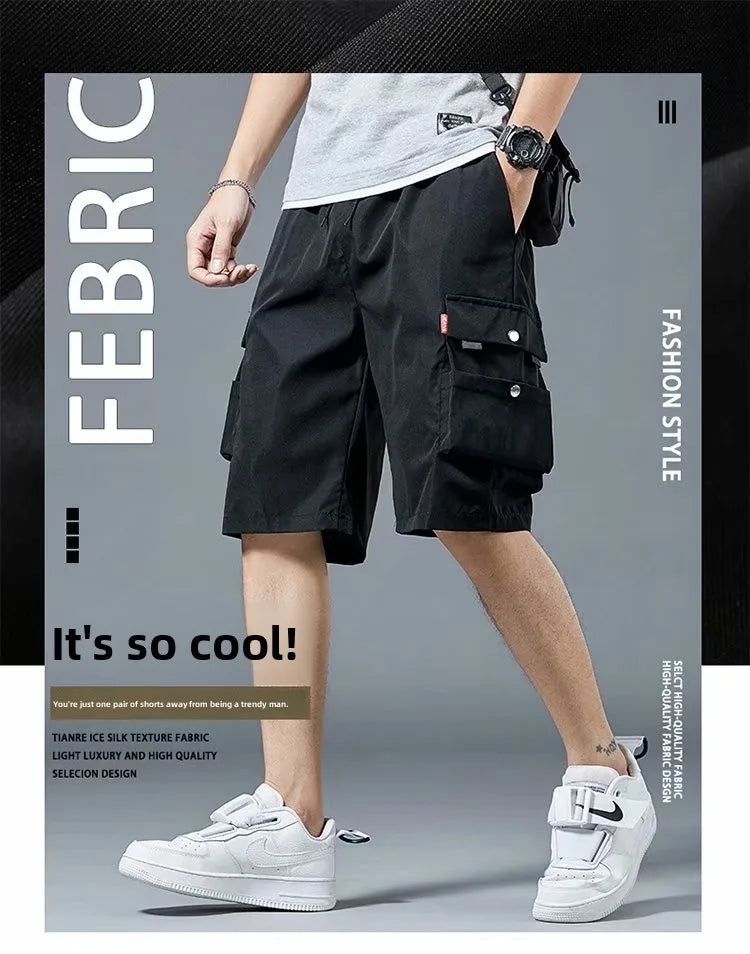 Loose Casual Basketball Shorts for Men Summer Trendy American Style Loose plus Size Workwear Five-Quarter Length Pants