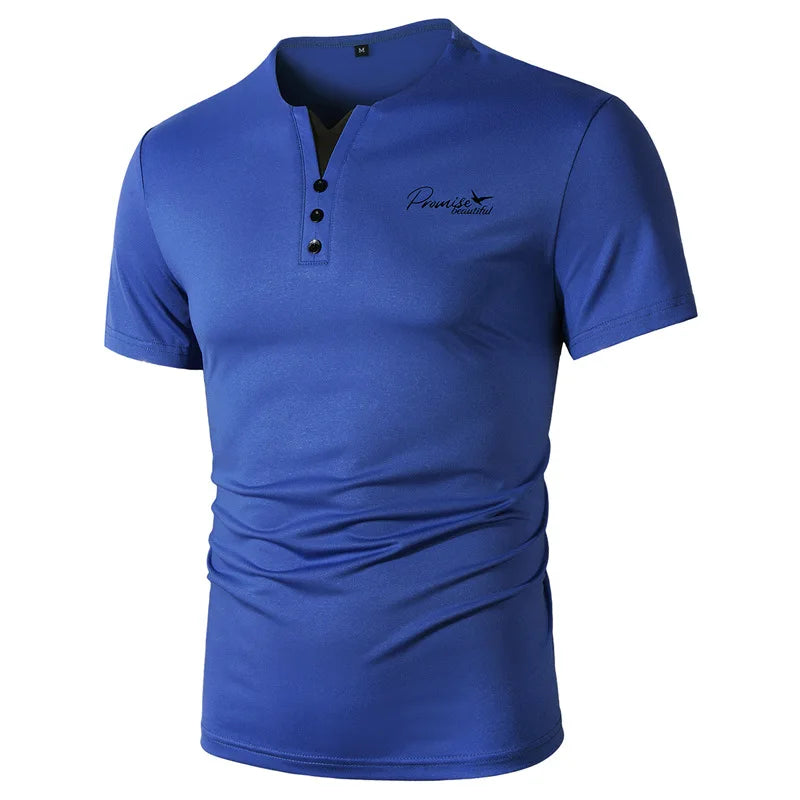 New Casual Short Sleeve Hoodie for Men Polyester Fiber Slim Fit Summer T-Shirt Youth Fashion Basic Solid Color Print Design