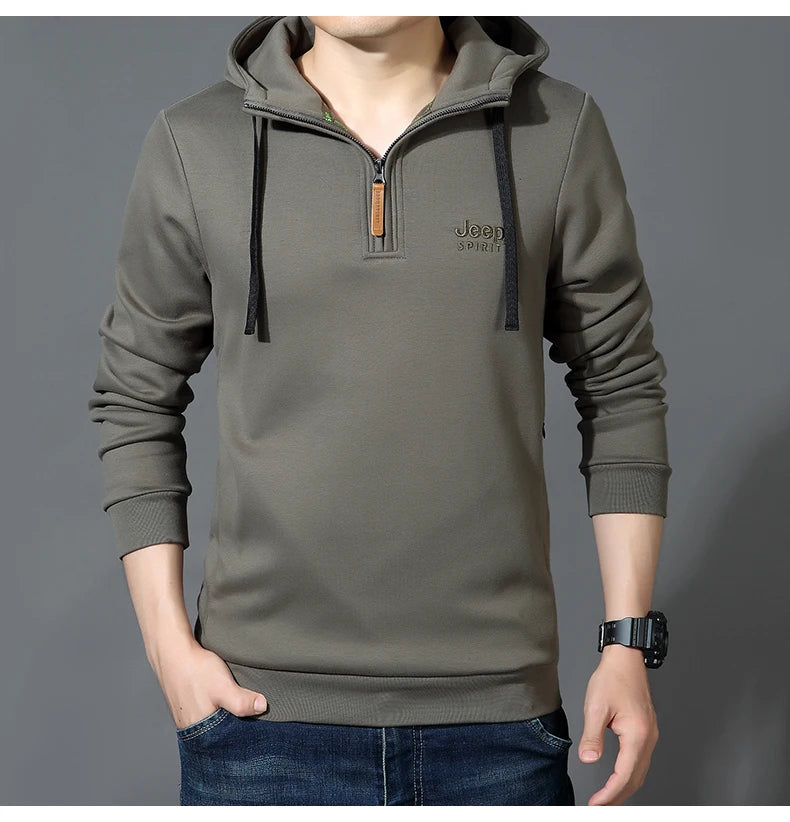 Spring Autumn Casual Hoodie Men Loose Fce Long Sve T-irt Sports Outerwear Comfortable Breathable Cotton Polyester Blend