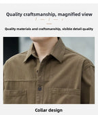 Men's Pure Cotton Long Sleeve Shirt Vintage Workwear Simple Style Autumn Winter New Arrival Casual Versatile Top Youth Fashion