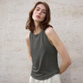 100% Hemp Knitted Thin Tank Top For Women Solid Color Summer Round Neck Sleeveless New Breathable Tops White Tops