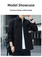 Men's Pure Cotton Long Sleeve Shirt Vintage Workwear Simple Style Autumn Winter New Arrival Casual Versatile Top Youth Fashion