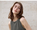 100% Hemp Knitted Thin Tank Top For Women Solid Color Summer Round Neck Sleeveless New Breathable Tops White Tops