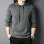 Spring Autumn Thin Pure Cotton Hoodie Men's Slim Fit Korean Sle Trendy  Color Long Sve T-irt Casual Comfortable