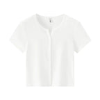Semir Short Sleeve T-Shirt Women Cropped Petite-Friendly Elegant 2025 New Summer Embroidered Slim Fit Cardigan Versatile