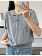 WinvyNee Summer Women's Clothing Cotton Polo T-shirt Short Sleeve Polo Collar Clothes Solid Casual Pullover Female Tops A1002029