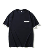 summer Casual breathable Men Tops Patchwork pocket sports pullover Textured Male Loose round collar short sleeve men T-shirts