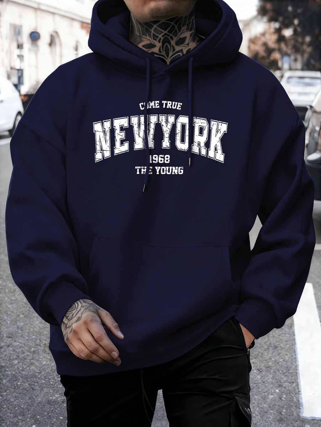 Come Ture New York 1968 The Young Printed Man Pullover Trendy Fleece Hoodie Autumn O-Neck Clothes Crewneck Male Sportswear