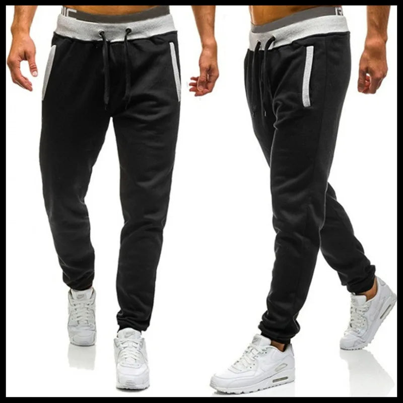 Loose Fit Men's Casual Pants Spring New Style Youth Elastic Pure Color Cuffed Long Trousers Breathable Machine Washable