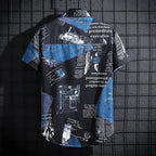Men's Short sleeve Print Shirts Thin Beach Top Seaside Leisure Men's Essential Clothes