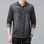 New denim shirt jacket men's casual loose plus size cowboy shirt spring autumn hundred with the tide shirts for men 8XL 7XL