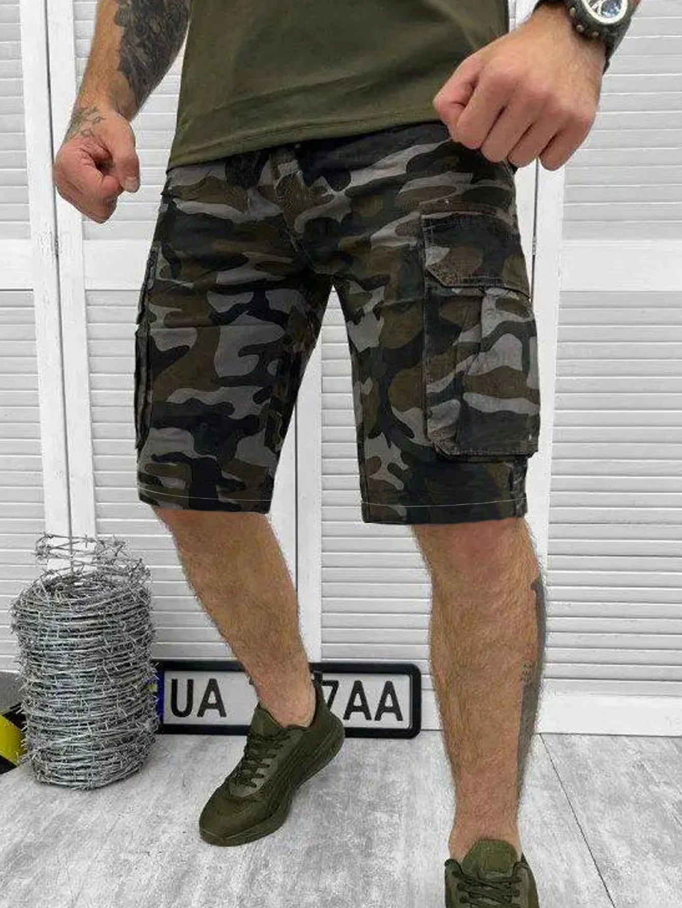 Summer new men's fashionable workwear shorts, outdoor casual camouflage shorts, five quarter pants for men