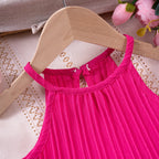 2025 New Girls' Summer Fashion Sets Sleeveless Ruffle Tank Top & Shorts Solid Color Two-Piece Outfit for Toddler Girls