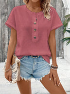 Europe and America large solid color short sleeve T-shirt women summer new loose V-neck casual all-matching three-point sleeve b