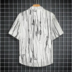 Stay Cool in Style with Our Black Patterned Short Sleeve Men's Shirt