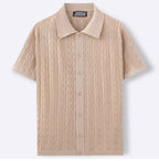 Summe Embroidery Men's Short Sleeved Fashion knitted Shirt 2025 Men's Business Solid Color Casual Button Cardigan POLO Shirt Top