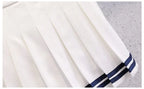 Girls Summer Casual Striped Sailor Collar Short Sleeve Suits 4 6 8 10 12 14 Years Girls JK Style Fashion Tops+Skirts 2pcs Sets