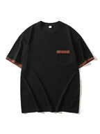 summer Casual breathable Men Tops Patchwork pocket sports pullover Textured Male Loose round collar short sleeve men T-shirts
