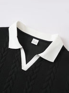 Men's Casual Knitted Polo Shirt Short Sleeve Pure Color Business Style Neck Roll up Summer Fashion City Wear for 24-35 Years Old