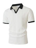 Men's Casual Knitted Polo Shirt Short Sleeve Pure Color Business Style Neck Roll up Summer Fashion City Wear for 24-35 Years Old