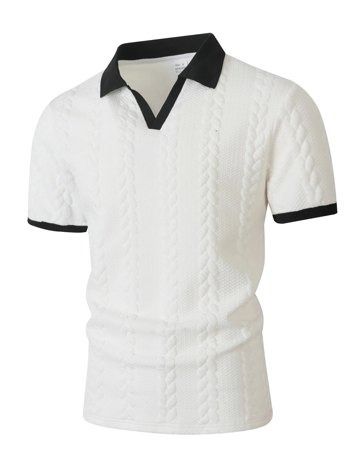 Men's Casual Knitted Polo Shirt Short Sleeve Pure Color Business Style Neck Roll up Summer Fashion City Wear for 24-35 Years Old