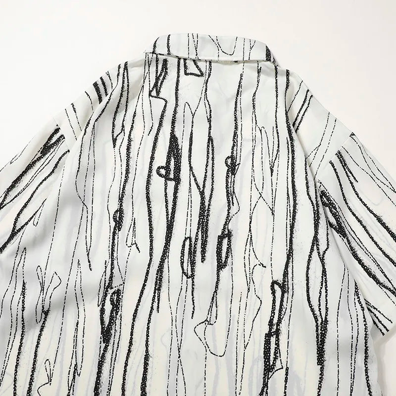 Stay Cool in Style with Our Black Patterned Short Sleeve Men's Shirt