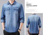 New denim shirt jacket men's casual loose plus size cowboy shirt spring autumn hundred with the tide shirts for men 8XL 7XL