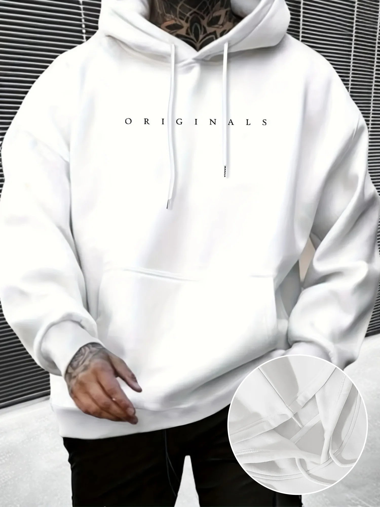 Men's autumn and winter casual fashion loose ORIGINALS letter printed long sleeved hooded sweatshirt warm pullover
