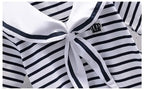 Girls Summer Casual Striped Sailor Collar Short Sleeve Suits 4 6 8 10 12 14 Years Girls JK Style Fashion Tops+Skirts 2pcs Sets