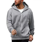 Men Backpack Sweatshirt Coat Long Sleeve Zipper Closure Hoodie with Schoolbag Design Solid Color Loose Fit Outerwear