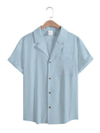 Men's Casual Button Down Shirts Short Sleeve Textured Summer Beach Shirt Cuban Vacation Shirts with Pocket S-XXXL