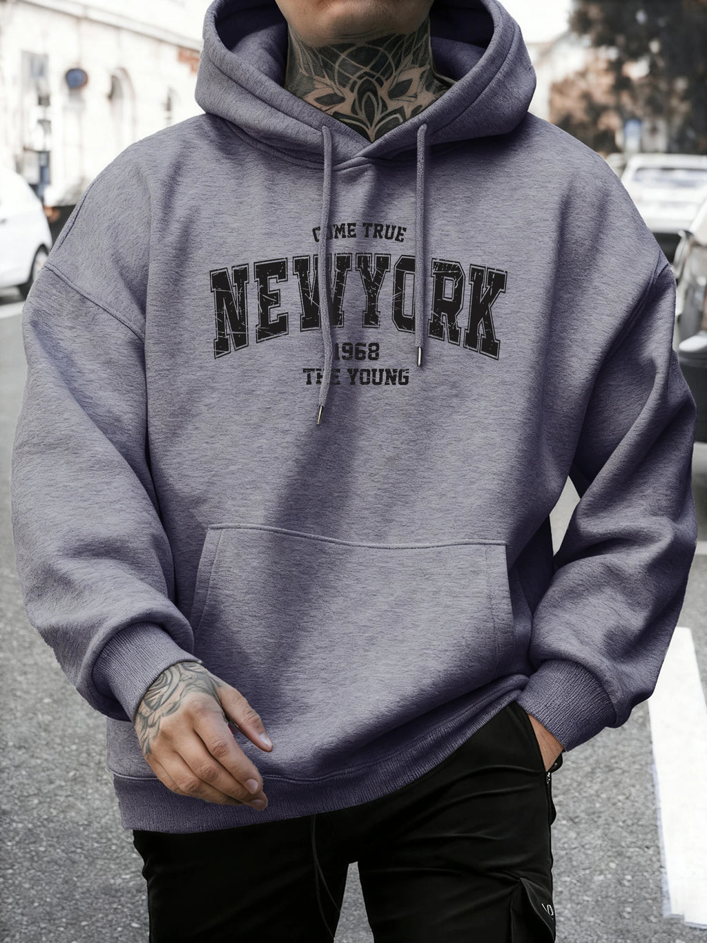 Come Ture New York 1968 The Young Printed Man Pullover Trendy Fleece Hoodie Autumn O-Neck Clothes Crewneck Male Sportswear