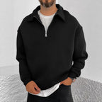 2025 New Men's Double-sided Fleece Half-Zip Casual Hoodie Jacket Autumn Winter Polyester Fiber Sporty Loose Fit Fashion Urban