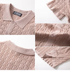 Summe Embroidery Men's Short Sleeved Fashion knitted Shirt 2025 Men's Business Solid Color Casual Button Cardigan POLO Shirt Top