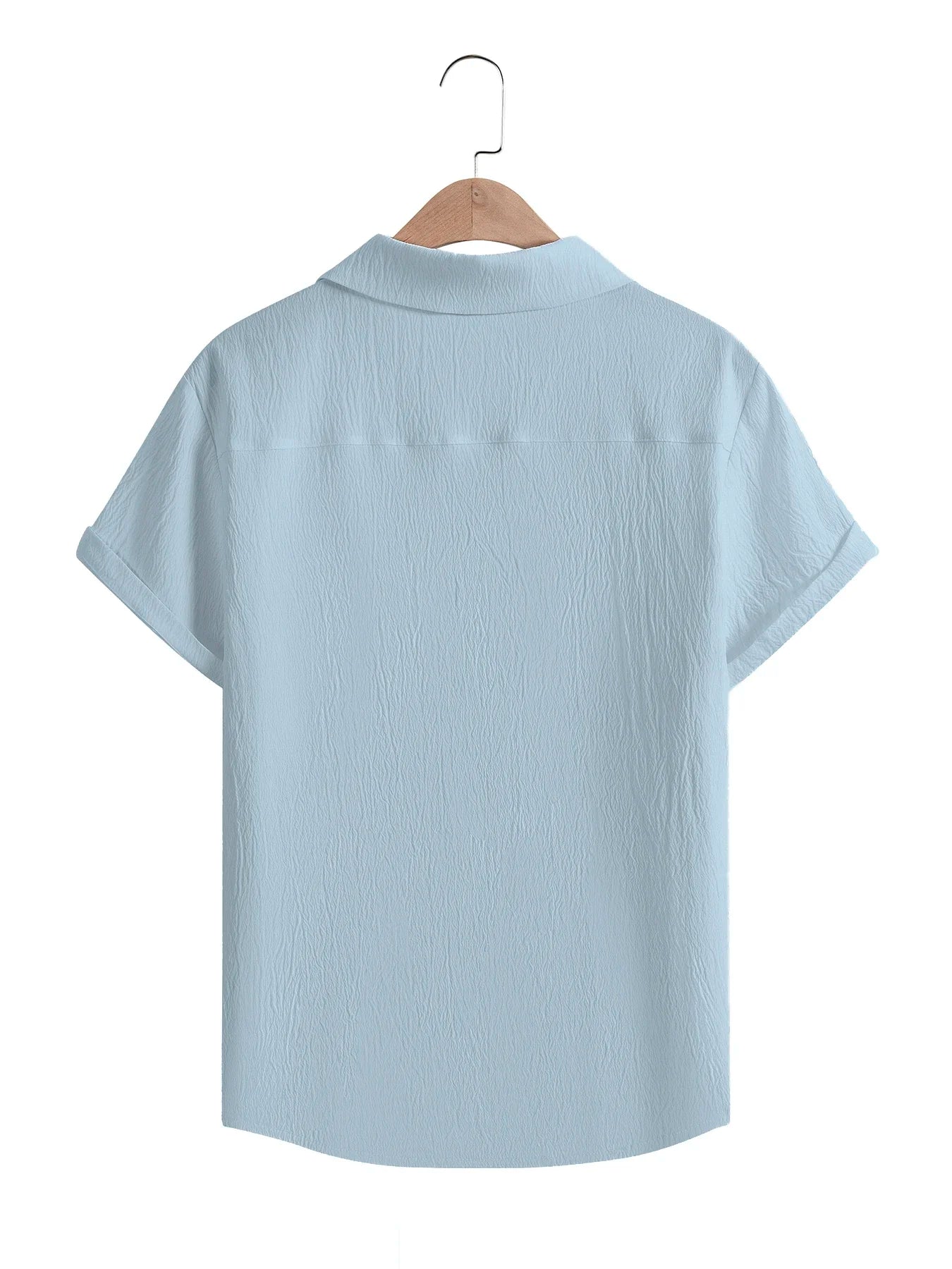 Men's Casual Button Down Shirts Short Sleeve Textured Summer Beach Shirt Cuban Vacation Shirts with Pocket S-XXXL