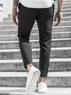 Men's Solid Color Casual Pants with Drawstring Waist Regular Fit Comfy Trousers with Pockets for Spring And Fall