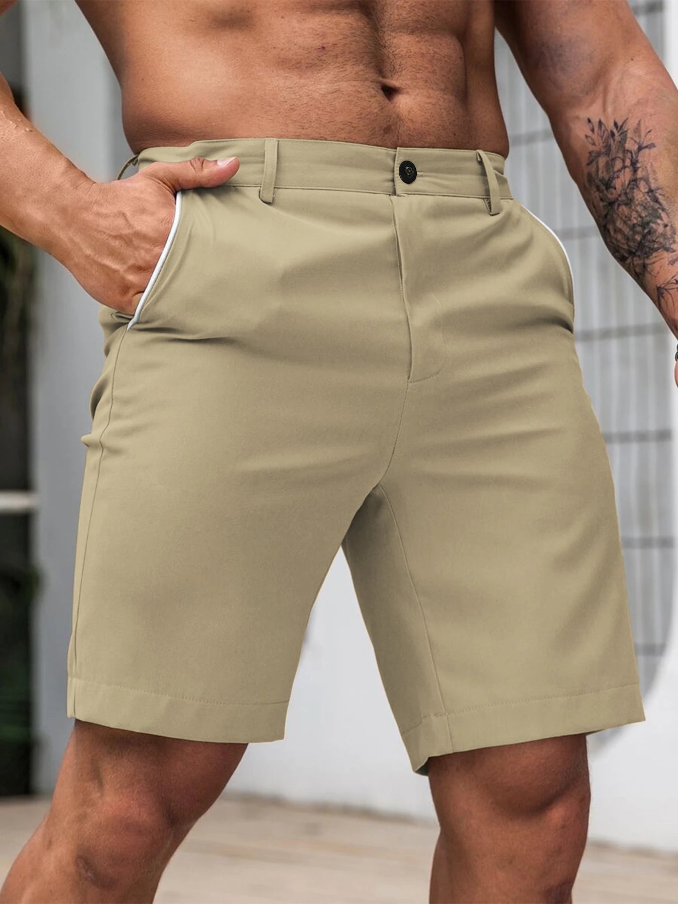 Men's Casual Knee Pants  Comfortable Golf Shorts Lightweight Stretch Casual Hiking Pants Summer Business Streetwear