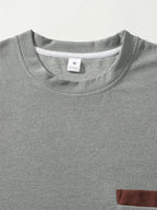summer Casual breathable Men Tops Patchwork pocket sports pullover Textured Male Loose round collar short sleeve men T-shirts