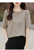 Women Sweater Short Sleeve Spring Summer O-neck Bottoming Shirts Casual Korean Knitted Pullovers Solid Loose Hollow Out Jumpers