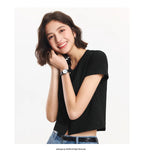 Semir Short Sleeve T-Shirt Women Cropped Petite-Friendly Elegant 2025 New Summer Embroidered Slim Fit Cardigan Versatile