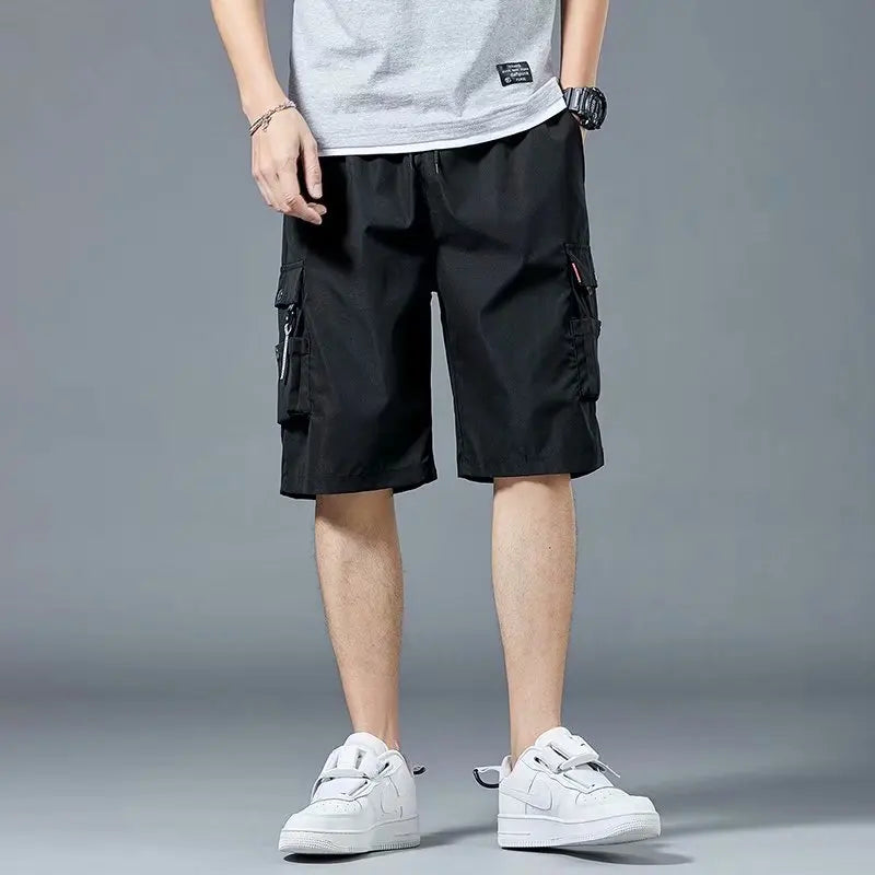 Loose Casual Basketball Shorts for Men Summer Trendy American Style Loose plus Size Workwear Five-Quarter Length Pants