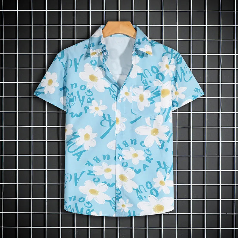 Men's Short Sleeve Printed Shirt Haibinzoulu Fashion Tops Casual Summer Tee
