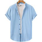 Casual Summer Shirt Men's Stand Collar Short Sleeve Light Maturity Leisure T-Shirt Open Cardigan Polyester Quick Dry Anti-Def...