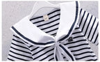 Girls Summer Casual Striped Sailor Collar Short Sleeve Suits 4 6 8 10 12 14 Years Girls JK Style Fashion Tops+Skirts 2pcs Sets