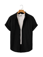Casual Summer Shirt Men's Stand Collar Short Sleeve Light Maturity Leisure T-Shirt Open Cardigan Polyester Quick Dry Anti-Def...