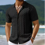 Summe Embroidery Men's Short Sleeved Fashion knitted Shirt 2025 Men's Business Solid Color Casual Button Cardigan POLO Shirt Top