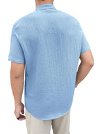 Casual Summer Shirt Men's Stand Collar Short Sleeve Light Maturity Leisure T-Shirt Open Cardigan Polyester Quick Dry Anti-Def...